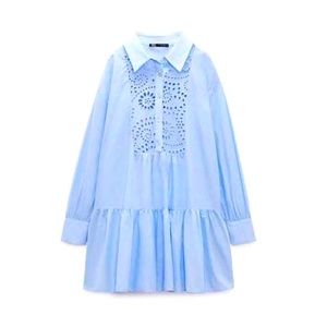 ZARA Women’s openwork embroidered long sleeve dress💙💙